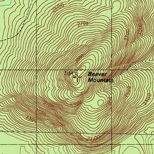 Topographic Map of Beaver Mountain, ME