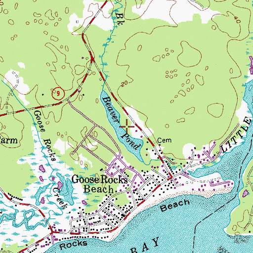 Topographic Map of Beaver Pond, ME