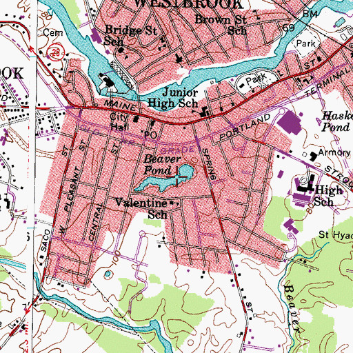 Topographic Map of Beaver Pond, ME