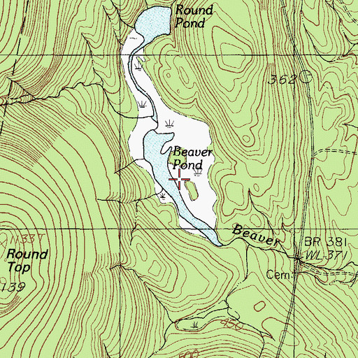 Topographic Map of Beaver Pond, ME