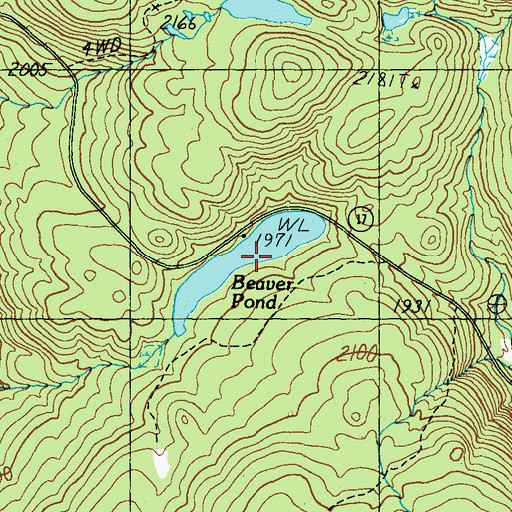 Topographic Map of Beaver Pond, ME