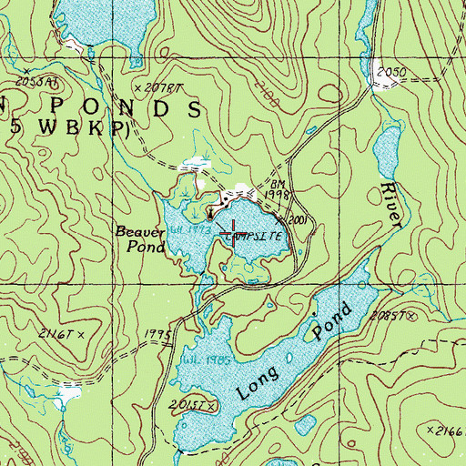 Topographic Map of Beaver Pond, ME