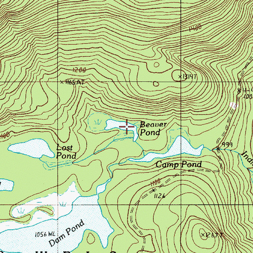 Topographic Map of Beaver Pond, ME