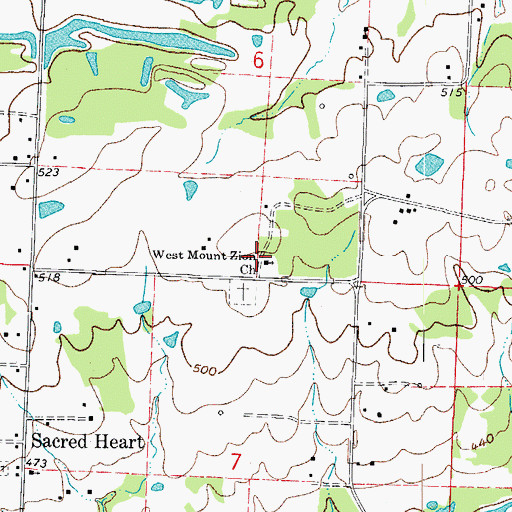 Topographic Map of West Mount Zion Church, AR