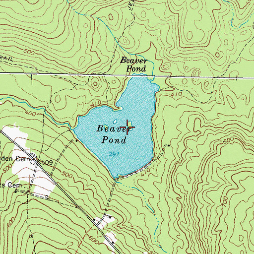 Topographic Map of Beaver Pond, ME