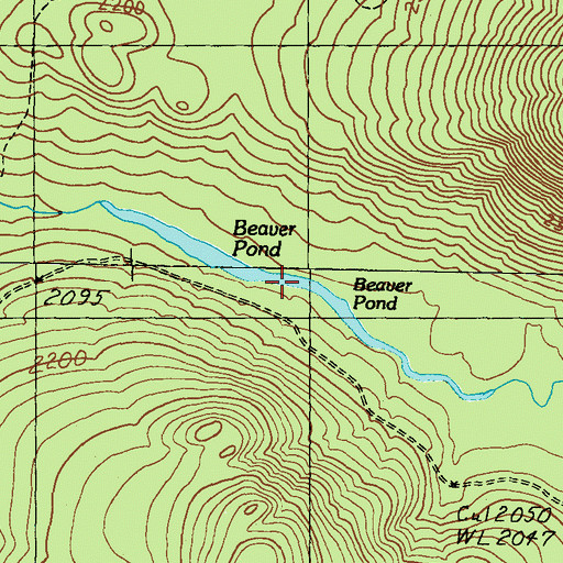 Topographic Map of Beaver Pond, ME