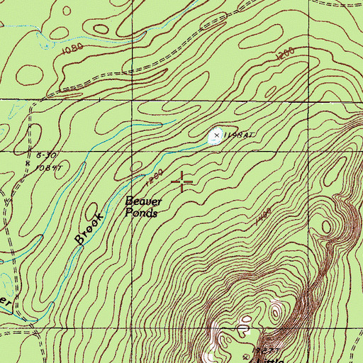 Topographic Map of Beaver Ponds, ME