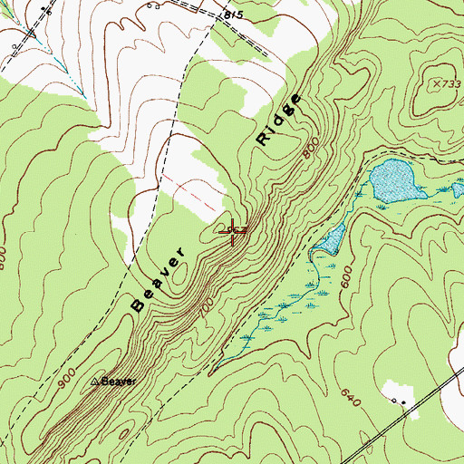 Topographic Map of Beaver Ridge, ME