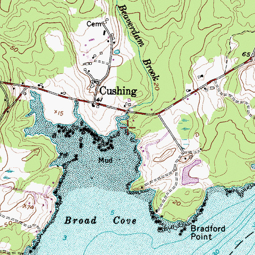 Topographic Map of Beaverdam Brook, ME
