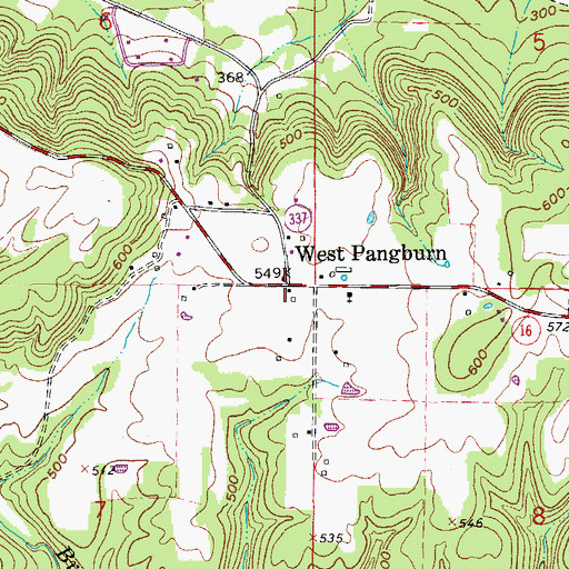 Topographic Map of West Pangburn, AR