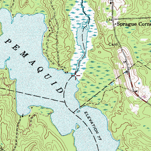 Topographic Map of Beaverdam Brook, ME