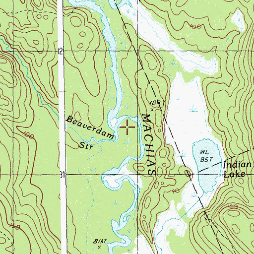 Topographic Map of Beaverdam Stream, ME