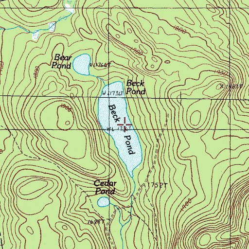 Topographic Map of Beck Pond, ME