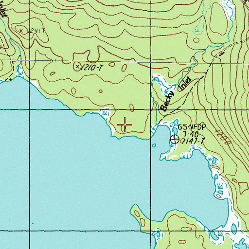 Topographic Map of Becky Inlet, ME