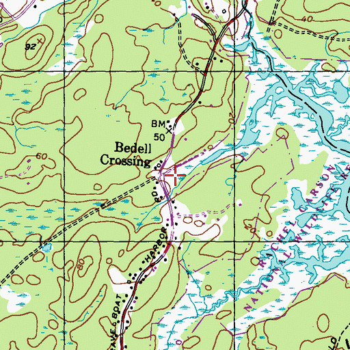 Topographic Map of Bedell Crossing, ME