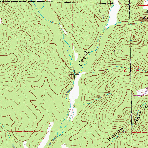 Topographic Map of West Prong Osburn Creek, AR