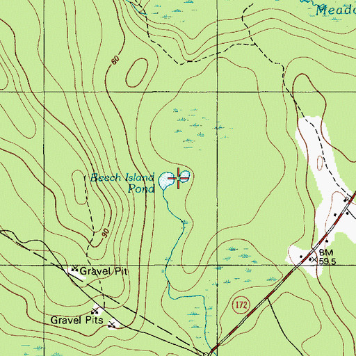Topographic Map of Beech Island Pond, ME