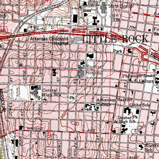 Topographic Map of West Side Junior High School, AR