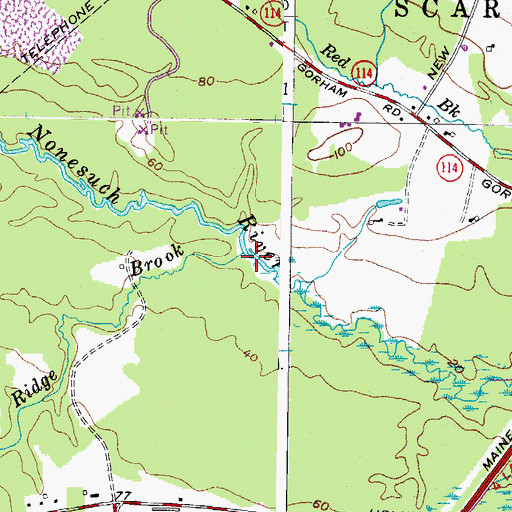 Topographic Map of Beech Ridge Brook, ME