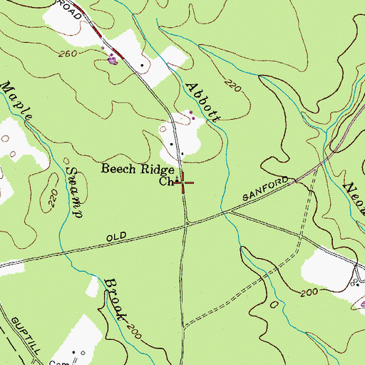 Topographic Map of Beech Ridge Church, ME