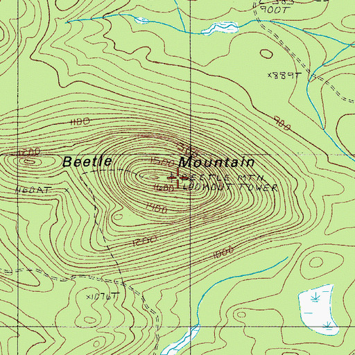 Topographic Map of Beetle Mountain, ME