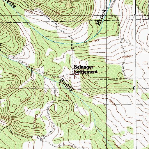 Topographic Map of Belanger Settlement, ME