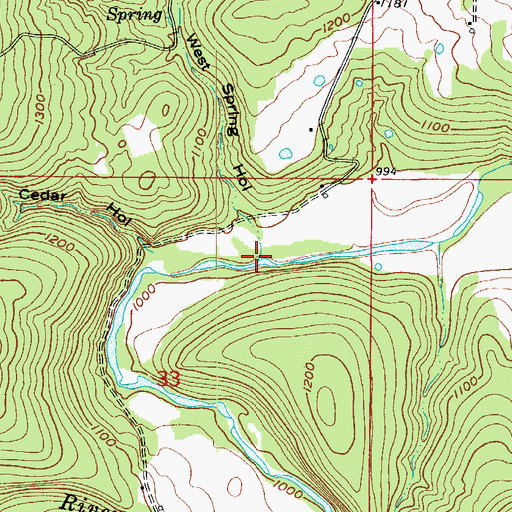Topographic Map of West Spring Hollow, AR