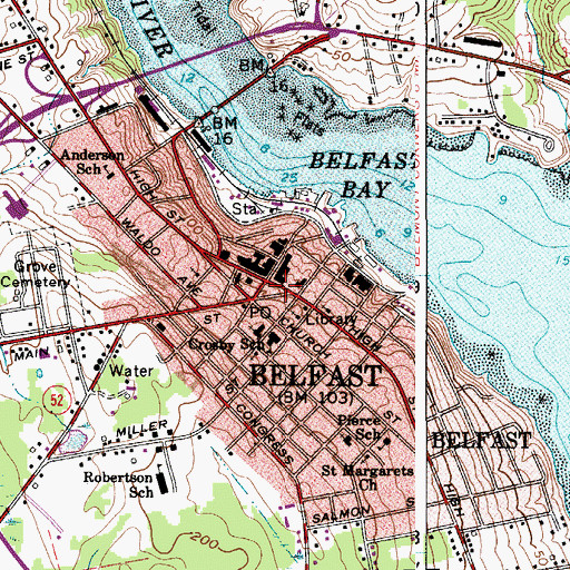Topographic Map of Belfast, ME