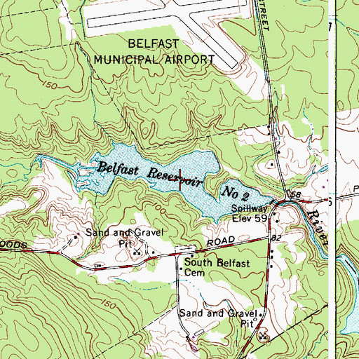 Topographic Map of Belfast Reservoir Number Two, ME
