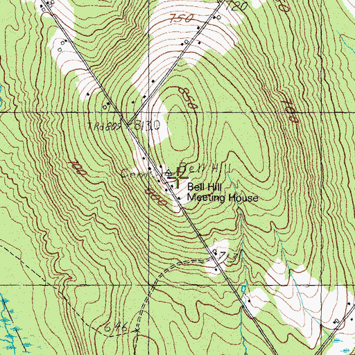 Topographic Map of Bell Hill Meeting House, ME