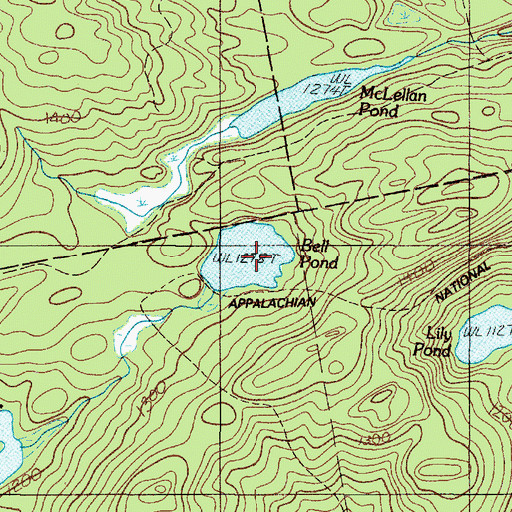 Topographic Map of Bell Pond, ME