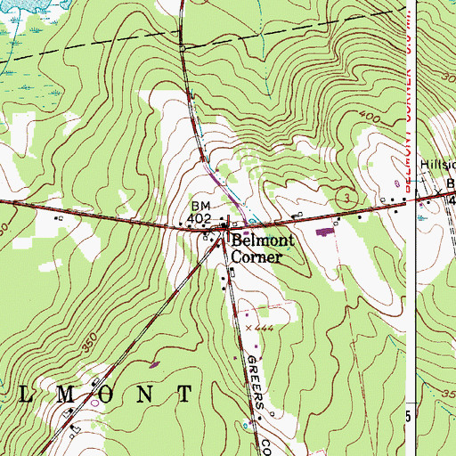 Topographic Map of Belmont Corner, ME