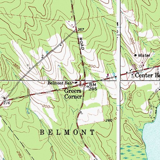 Topographic Map of Belmont School, ME