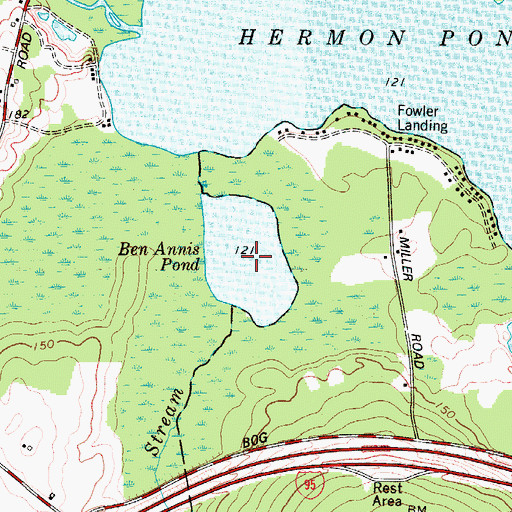 Topographic Map of Ben Annis Pond, ME
