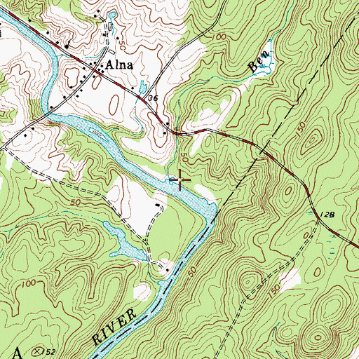 Topographic Map of Ben Brook, ME