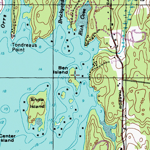 Topographic Map of Ben Island, ME