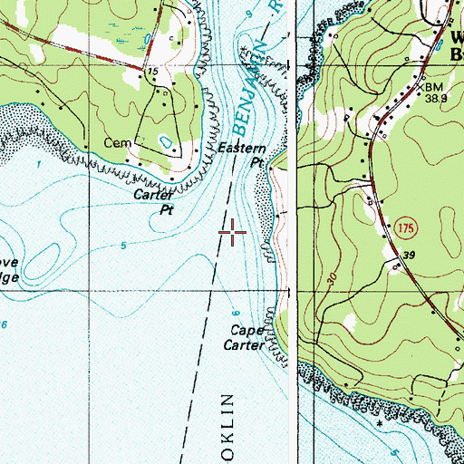 Topographic Map of Benjamin River, ME