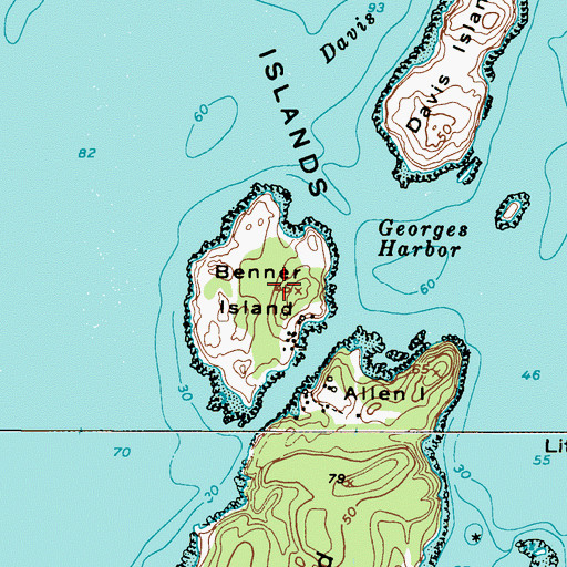 Topographic Map of Benner Island, ME