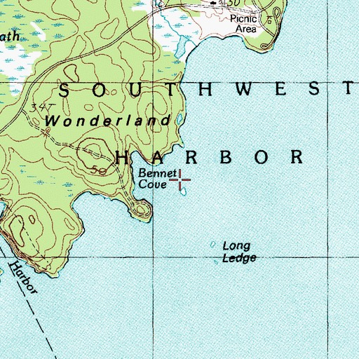 Topographic Map of Bennet Cove, ME