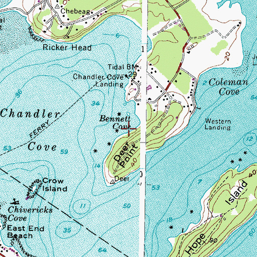 Topographic Map of Bennett Cove, ME