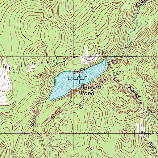 Topographic Map of Bennett Pond, ME