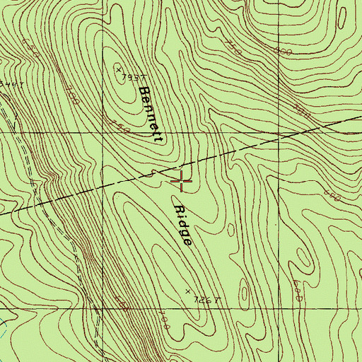 Topographic Map of Bennett Ridge, ME