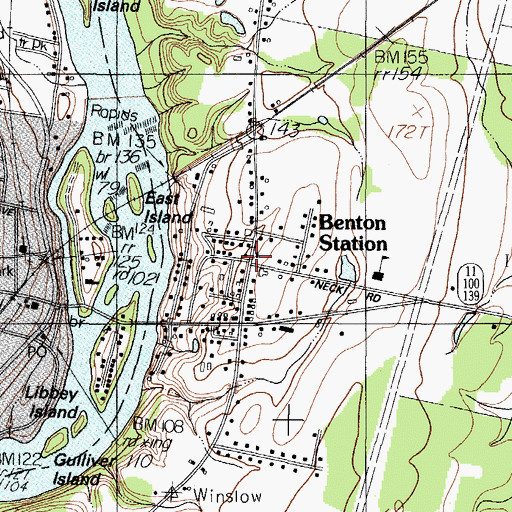 Topographic Map of Benton Station, ME