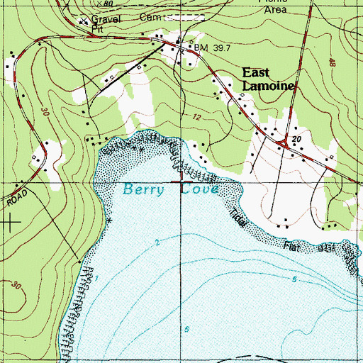Topographic Map of Berry Cove, ME