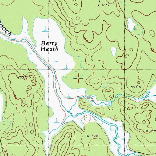 Topographic Map of Berry Heath, ME