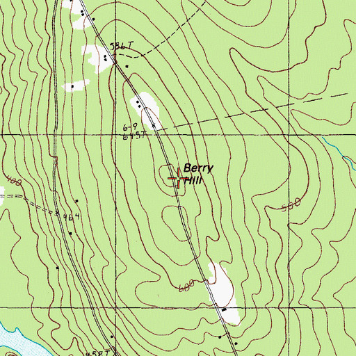 Topographic Map of Berry Hill, ME