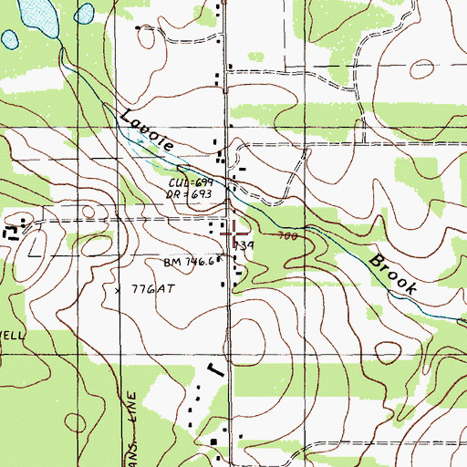 Topographic Map of Berube School, ME