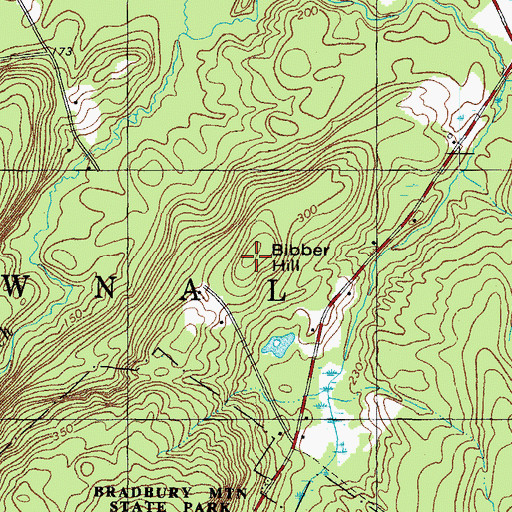 Topographic Map of Bibber Hill, ME