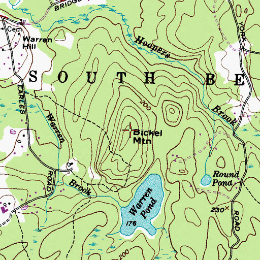Topographic Map of Bickel Mountain, ME