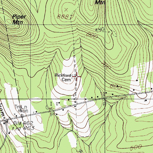 Topographic Map of Bickford Cemetery, ME